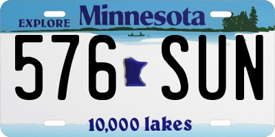 MN license plate 576SUN