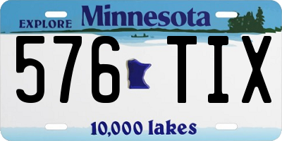 MN license plate 576TIX