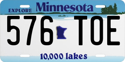 MN license plate 576TOE