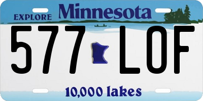 MN license plate 577LOF