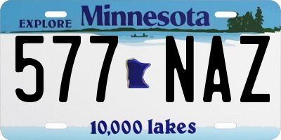 MN license plate 577NAZ