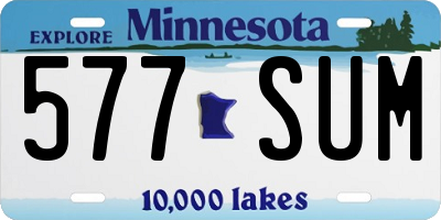 MN license plate 577SUM