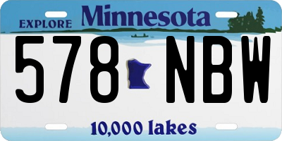 MN license plate 578NBW