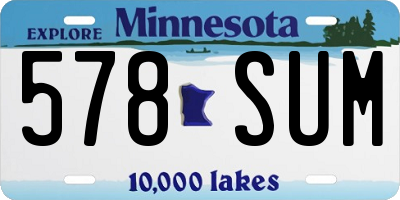 MN license plate 578SUM