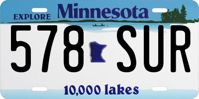 MN license plate 578SUR