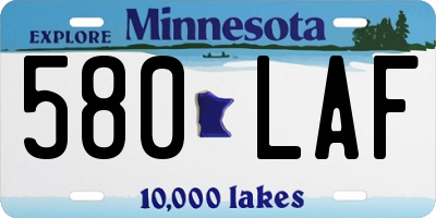 MN license plate 580LAF