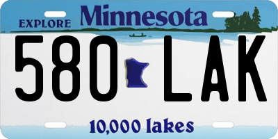 MN license plate 580LAK