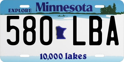MN license plate 580LBA