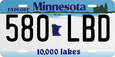 MN license plate 580LBD