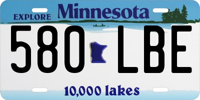 MN license plate 580LBE