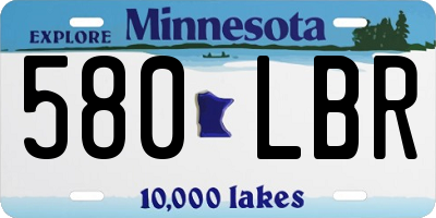 MN license plate 580LBR