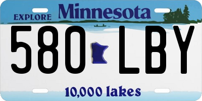 MN license plate 580LBY