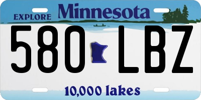 MN license plate 580LBZ