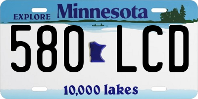 MN license plate 580LCD