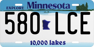 MN license plate 580LCE