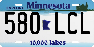 MN license plate 580LCL