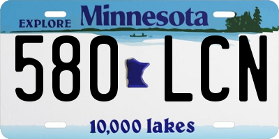 MN license plate 580LCN