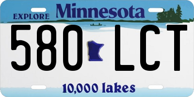 MN license plate 580LCT