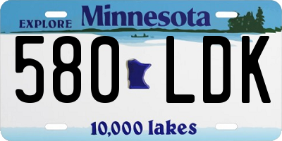MN license plate 580LDK