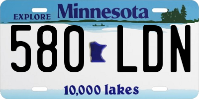 MN license plate 580LDN