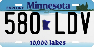 MN license plate 580LDV