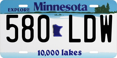 MN license plate 580LDW