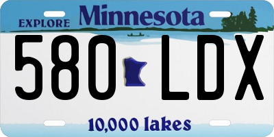 MN license plate 580LDX