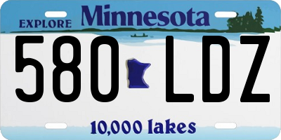 MN license plate 580LDZ