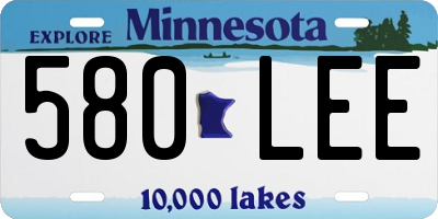 MN license plate 580LEE