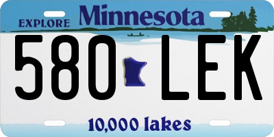 MN license plate 580LEK