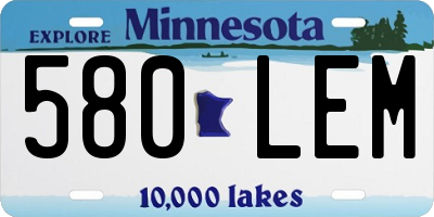 MN license plate 580LEM