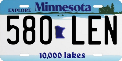 MN license plate 580LEN