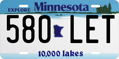 MN license plate 580LET