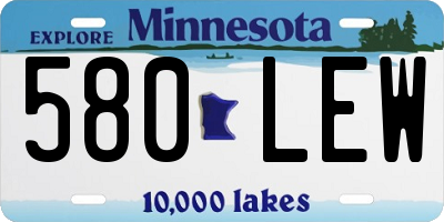 MN license plate 580LEW