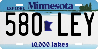 MN license plate 580LEY