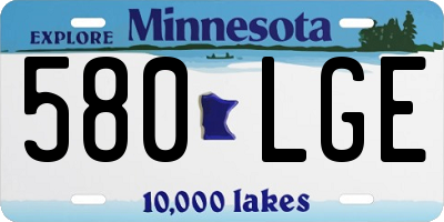 MN license plate 580LGE