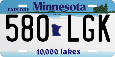 MN license plate 580LGK