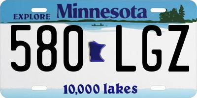 MN license plate 580LGZ