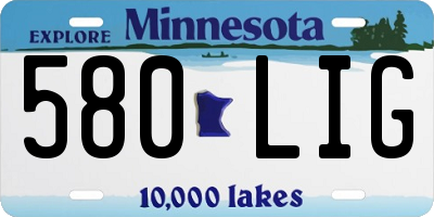 MN license plate 580LIG