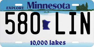 MN license plate 580LIN