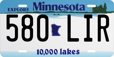 MN license plate 580LIR