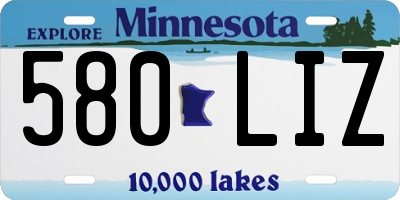 MN license plate 580LIZ