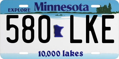 MN license plate 580LKE