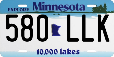 MN license plate 580LLK