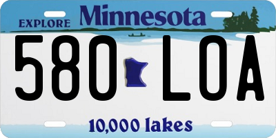 MN license plate 580LOA