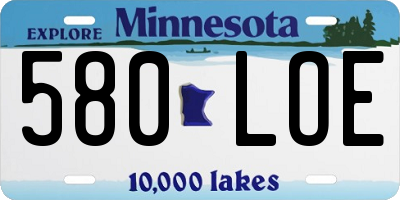 MN license plate 580LOE