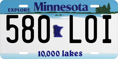 MN license plate 580LOI