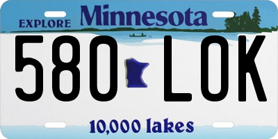 MN license plate 580LOK