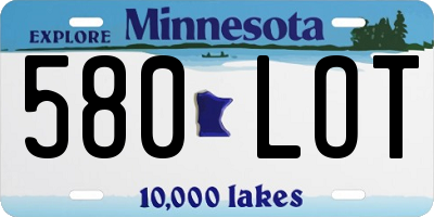 MN license plate 580LOT