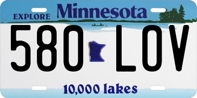 MN license plate 580LOV